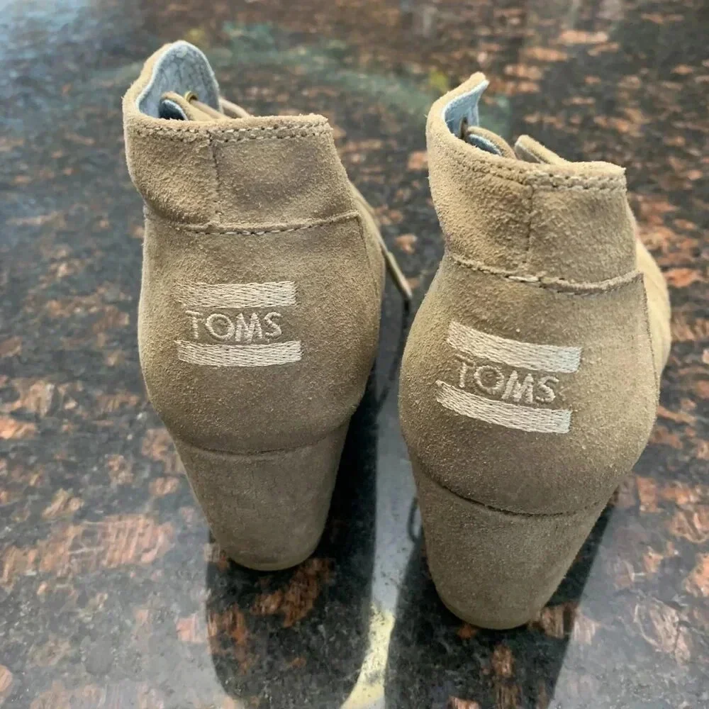 Tan Toms wedges, women's size 7-1/2